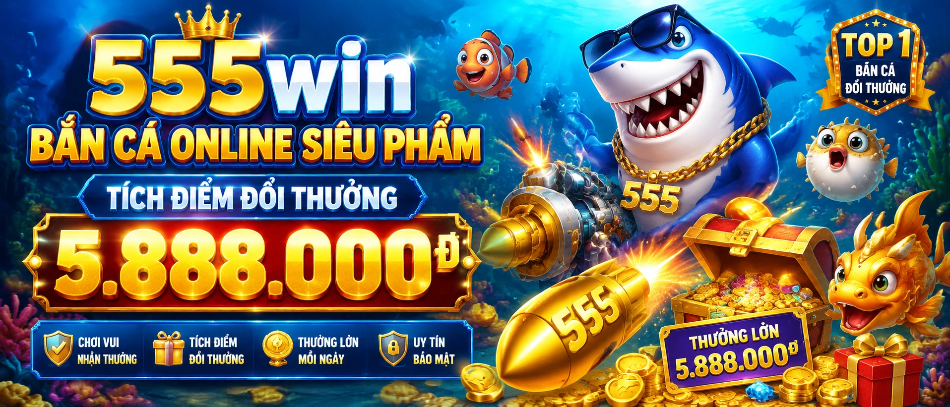 Bắn Cá chủ đề đại dương với giao diện game sáng rõ