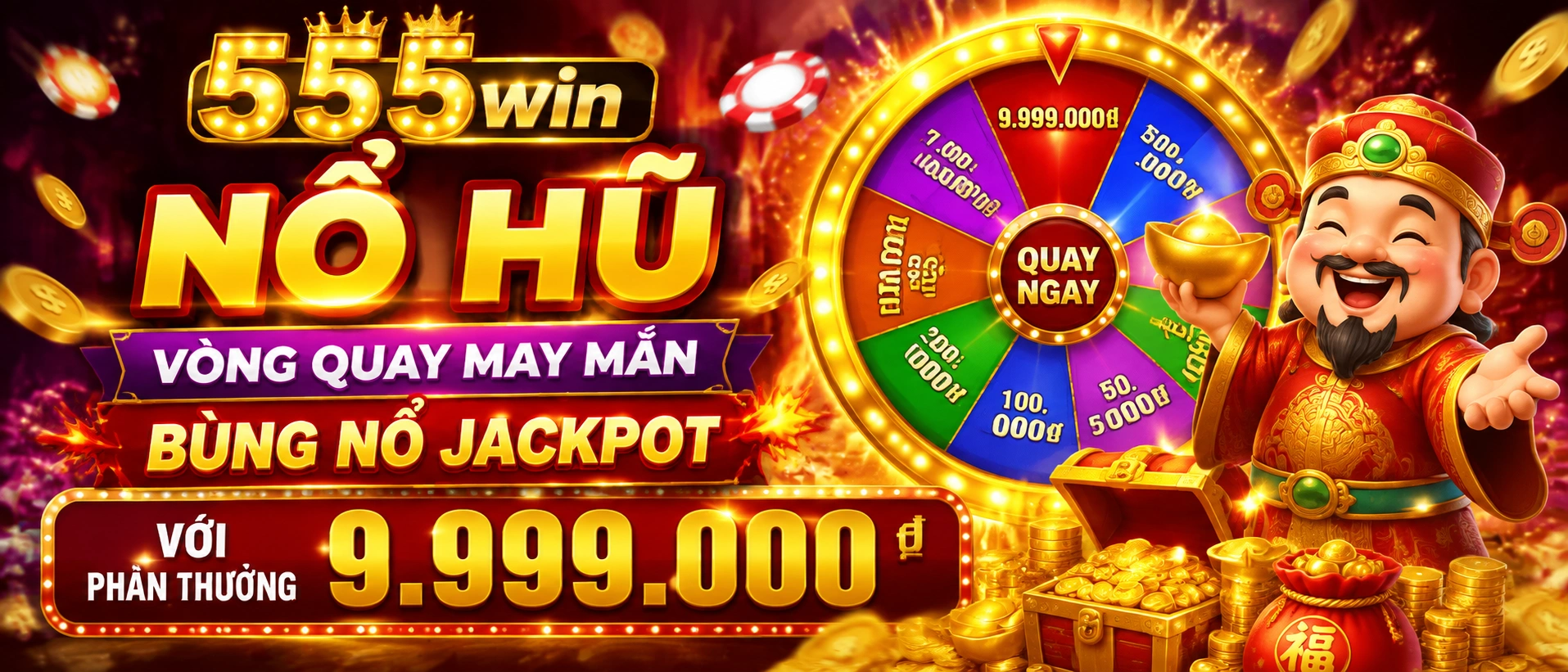 Giao diện trang chủ 555win với khu Nổ Hũ nổi bật