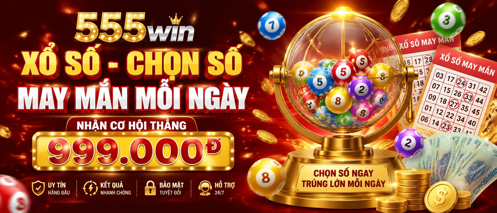 Giao diện tra cứu xổ số 555win với kết quả và số trúng nổi bật